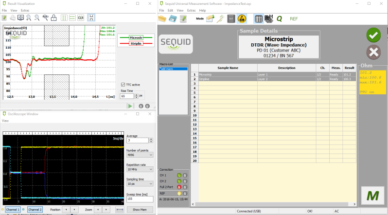Application software for Sequid time domain reflectometers